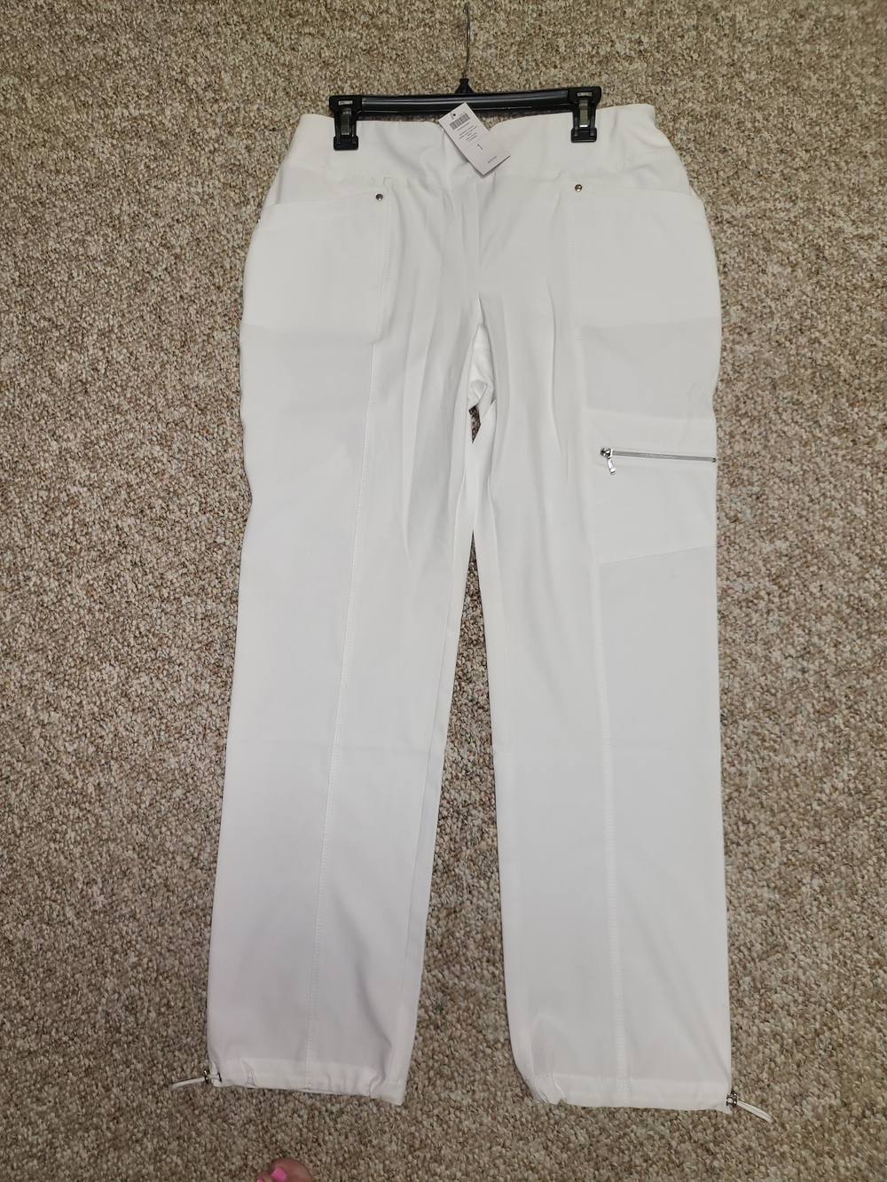 Chicos Energy Neema Gabbi Wide WB Pant Optic White Size 1 Nwt New Cargo Jogger